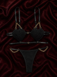 Crimson Heart Chain Lingerie Set