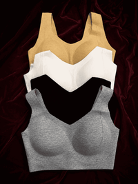 Seamless Ribbed Wireless Bralette – Pull-On Everyday Comfort Crop Bra