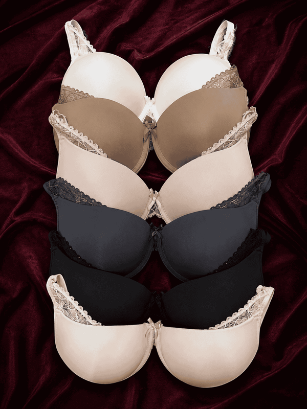 Smooth Molded Cup T-Shirt Bra – Underwired Everyday Bra with Lace Trim Detail