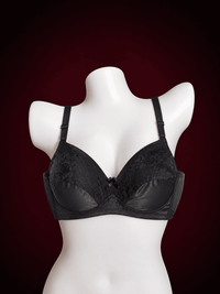 Floral Lace Upper Cup Underwired Bra – Non-Padded Full Coverage Everyday Bra