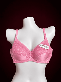 Floral Lace Upper Cup Underwired Bra – Non-Padded Full Coverage Everyday Bra