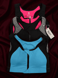 Zip-Front Racerback Sports Bra – High Support Color Block Athletic Bra