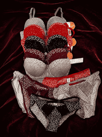 Monogram Print Padded Push-Up Bra & Panty Set – Matching Lingerie Set