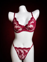 Crimson Bloom Lace Set