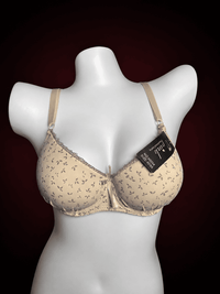 Ditsy Leaf Print Underwired Bra – Lace Trim Demi Cup Everyday Bra