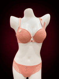 Floral Lace Padded Push-Up Bra & Panty Set – Matching Underwired Lingerie Set