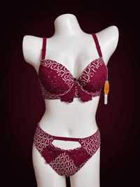 Monogram Print Padded Push-Up Bra & Panty Set – Matching Lingerie Set