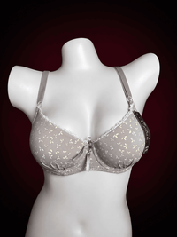 Ditsy Leaf Print Underwired Bra – Lace Trim Demi Cup Everyday Bra