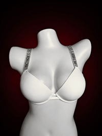 Rhinestone Shine Strap Plunge Push-Up Bra – Deep V Smooth Molded Cup