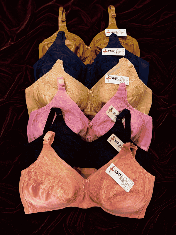 Floral Lace Upper Cup Underwired Bra – Non-Padded Full Coverage Everyday Bra