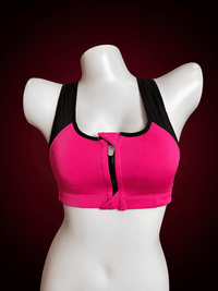 Zip-Front Racerback Sports Bra – High Support Color Block Athletic Bra