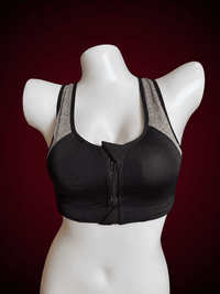 Zip-Front Racerback Sports Bra – High Support Color Block Athletic Bra