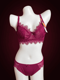 Eyelash Lace Underwired Bra & Panty Set – Sheer Lace Lingerie Set