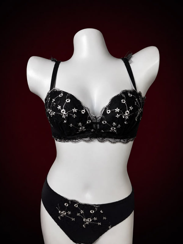 Crimson Bloom Lace Lingerie Set